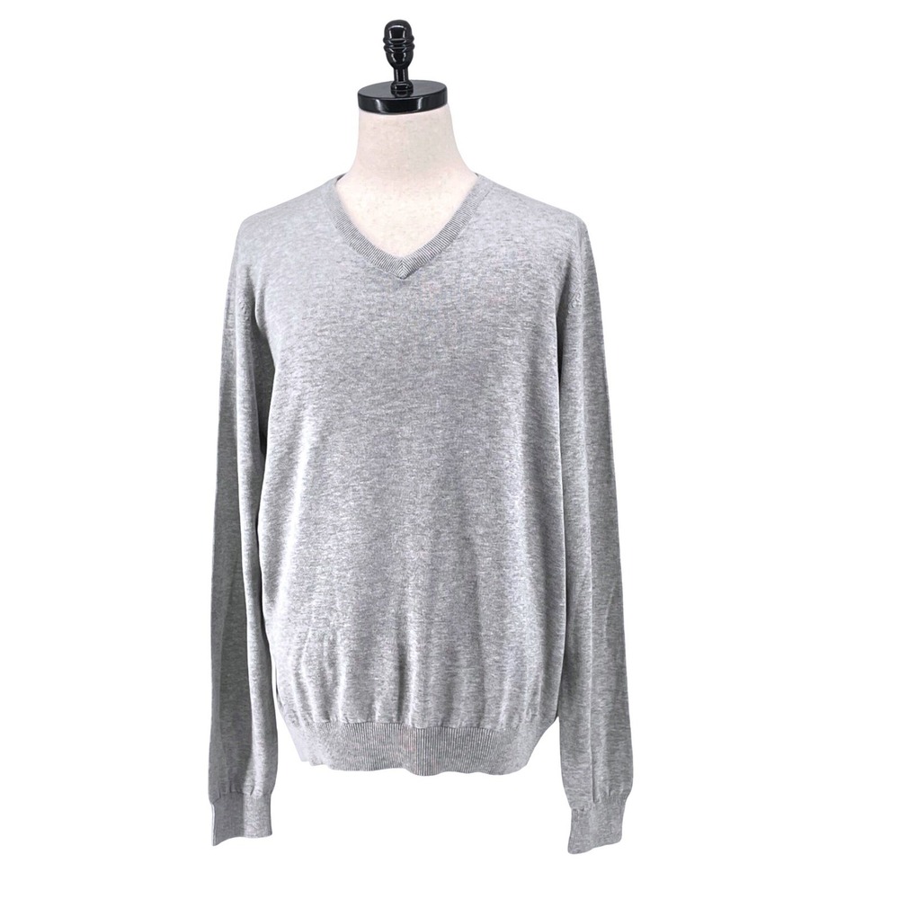 Mens Dressmann Grey Pima Cotton V Neck Long Sleeve Sweater Size 2XLSoft Luxury‎